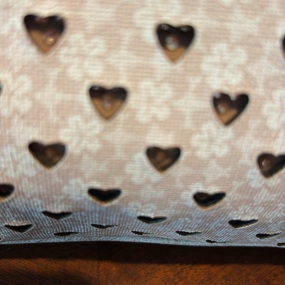 Brangio Satchel Italian leather cut out hearts/rhinestones below gray cream 
NWO - Picture 5 of 17